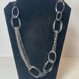 36" Long Talbots Multi Chain Style Silver & Dark Grey Tone Necklace